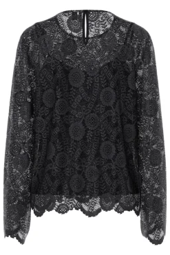 Pieces Pcolline Ls Lace O-Neck Top< T-Shirts & Toppe