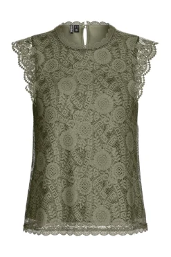 Pieces Pcolline Sl Lace Top 17120454< T-Shirts & Toppe