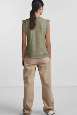 Pieces Pcolline Sl Lace Top 17120454< T-Shirts & Toppe