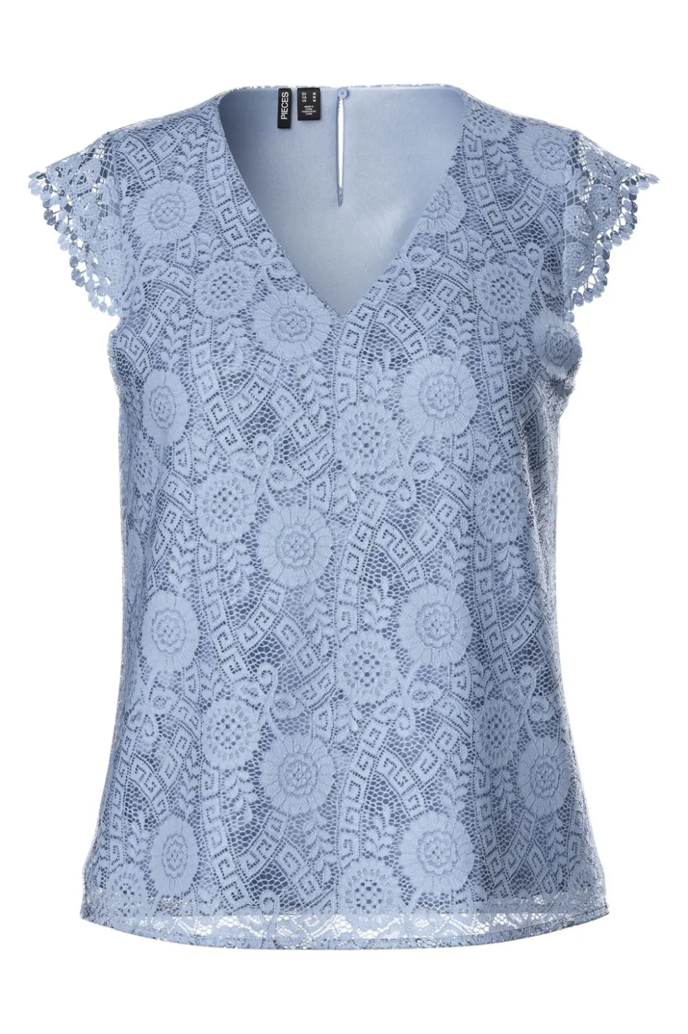 Pieces Pcolline Sl Lace V-Neck Top 17154614< T-Shirts & Toppe