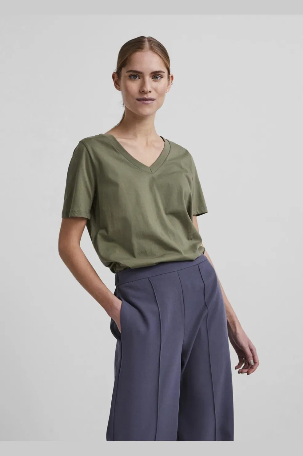 Pcria Ss V-Neck Solid Tee*Pieces Discount