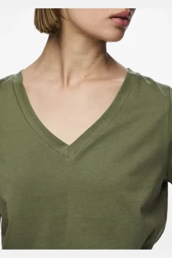 Pcria Ss V-Neck Solid Tee*Pieces Discount