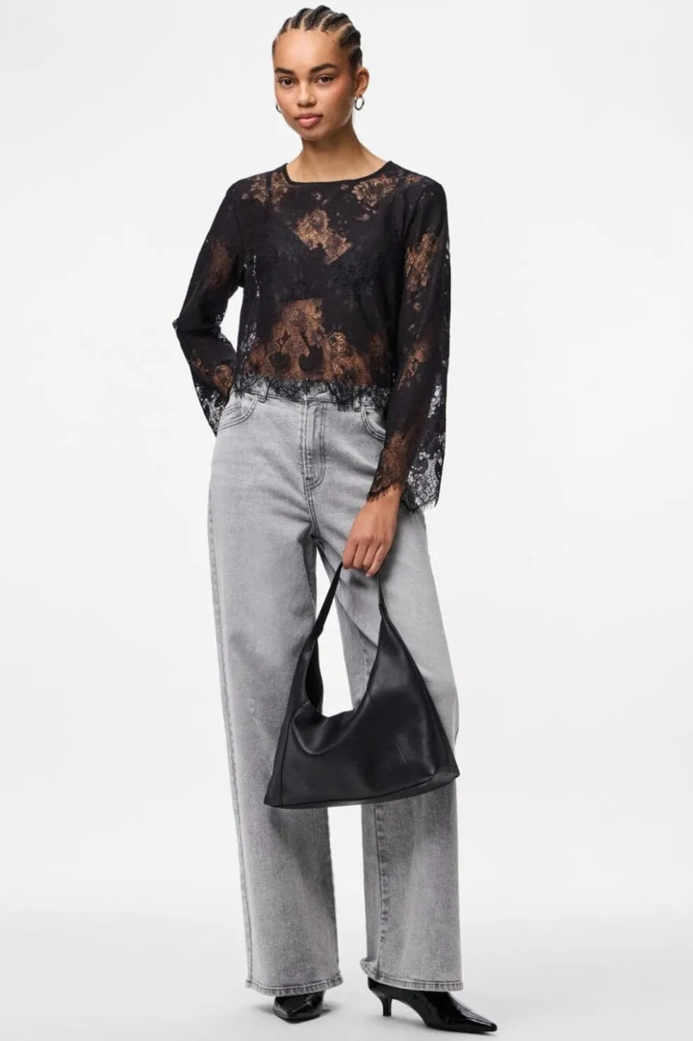 Pieces Pcrinne Ls Lace Top Kca< Bluser & Skjorter