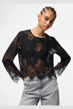 Pieces Pcrinne Ls Lace Top Kca< Bluser & Skjorter