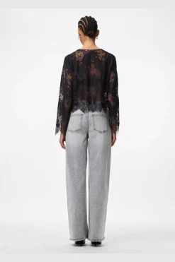 Pieces Pcrinne Ls Lace Top Kca< Bluser & Skjorter