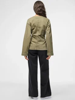 Pcsilke Ls Col Denim Shirt*Pieces Discount