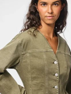 Pcsilke Ls Col Denim Shirt*Pieces Discount