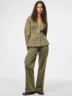 Pcsilke Ls Col Denim Shirt*Pieces Discount