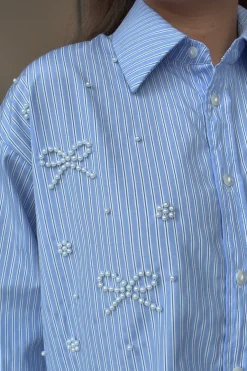 Dear Molly Pearl Bow Shirt 160786C< Bluser & Skjorter