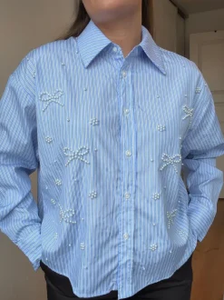 Dear Molly Pearl Bow Shirt 160786C< Bluser & Skjorter