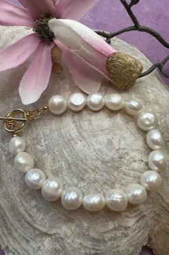 Perlearmbånd m. Forgyldt Perle*Mellow Moon Clearance