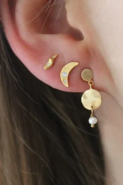 Stine A Petit Bella Moon Earring Goldenen< Øreringe