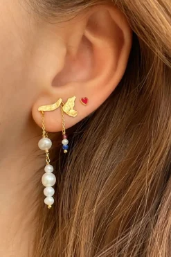 Stine A Petit gold splash Earring Chains & French Kiss 1306-02-S< Øreringe