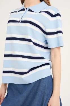 A-View Polo Stripe Knit Blouse AV5060< Bluser & Skjorter