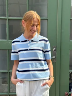 A-View Polo Stripe Knit Blouse AV5060< Bluser & Skjorter
