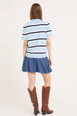 A-View Polo Stripe Knit Blouse AV5060< Bluser & Skjorter