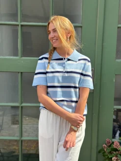 A-View Polo Stripe Knit Blouse AV5060< Bluser & Skjorter