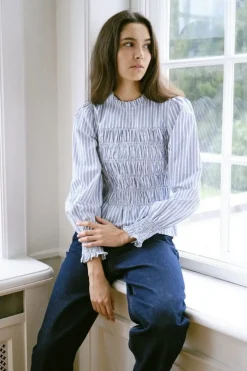 Neo Noir Possa Stripe Smock Blouse 164667< Bluser & Skjorter