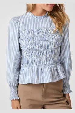Neo Noir Possa Stripe Smock Blouse 164667< Bluser & Skjorter