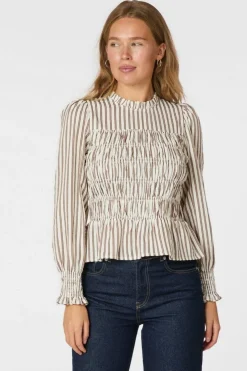 Possa Twin Stripe Smock Blouse 165011*Neo Noir