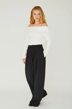 Rib Offshoulder Blouse*A-View Discount