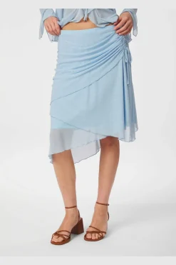 Saffron Asymmetric Mesh Skirt 165642*Neo Noir Sale