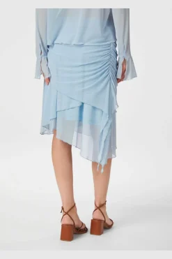 Saffron Asymmetric Mesh Skirt 165642*Neo Noir Sale