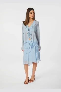 Saffron Asymmetric Mesh Skirt 165642*Neo Noir Sale