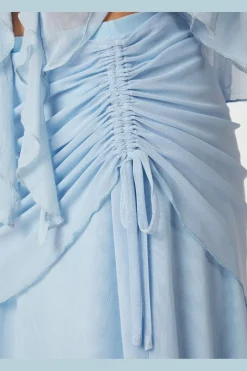 Saffron Asymmetric Mesh Skirt 165642*Neo Noir Sale