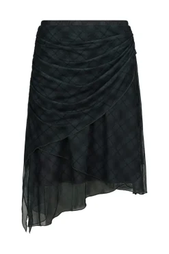 Saffron Check Mesh Skirt 167206*Neo Noir Clearance