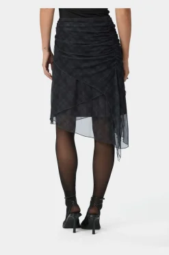 Saffron Check Mesh Skirt 167206*Neo Noir Clearance