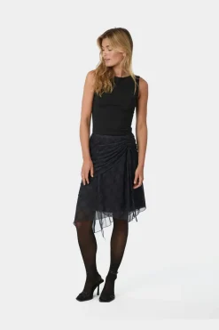 Saffron Check Mesh Skirt 167206*Neo Noir Clearance