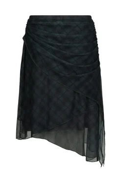 Saffron Check Mesh Skirt 167206*Neo Noir Clearance