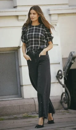 Co´Couture Sallycc Check Ss Blouse 35881< Bluser & Skjorter