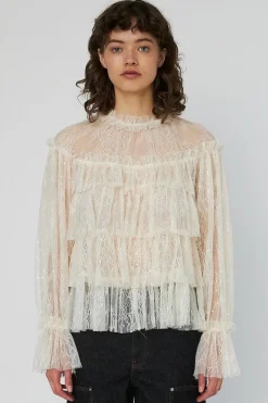 Sheer Frill Lace Blousels54-2504*Stella Nova Sale