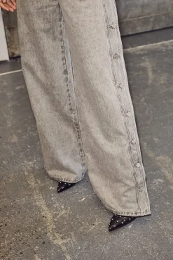 Side Panel Button Jeans HL10328*Haute L'Amitié Clearance