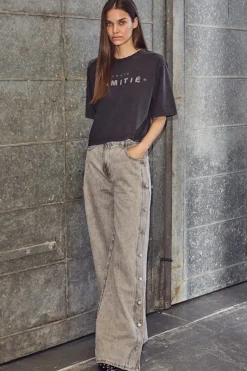 Side Panel Button Jeans HL10328*Haute L'Amitié Clearance