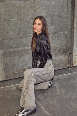 Side Panel Button Jeans HL10328*Haute L'Amitié Clearance