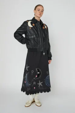 Stella Nova Starlight Leather Bomber Jacketsl54-7328< Overtøj & Jakker