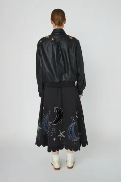 Stella Nova Starlight Leather Bomber Jacketsl54-7328< Overtøj & Jakker