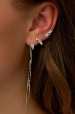 Stine A Three Leaves Earring Silver< Øreringe