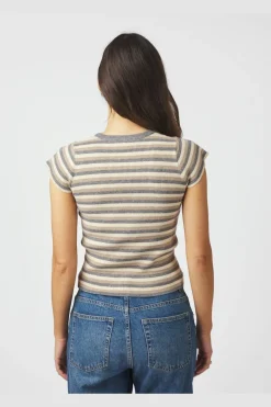 Tirra Simple Stripe Knit Top 166630*Neo Noir Sale