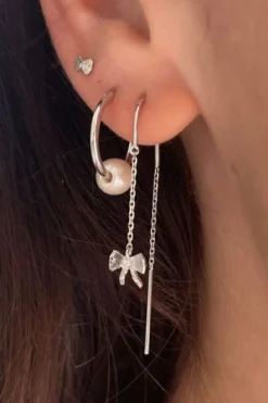 Stine A Tres Petit Bow Earring Silver< Øreringe