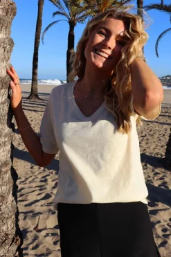 Liberte Ulla-Ss-Vneck-Tshirt 21675< T-Shirts & Toppe