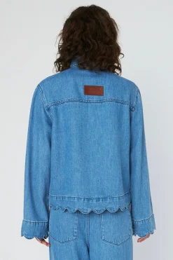 Stella Nova Washed Blue Shirt With Scallop Edgewd54-2324< Bluser & Skjorter|Ammevenligt Tøj