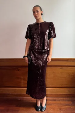 YAS royalina 2/4 Sequin Top< T-Shirts & Toppe