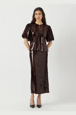 YAS royalina 2/4 Sequin Top< T-Shirts & Toppe