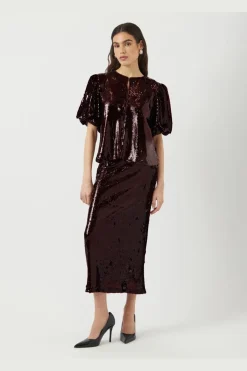 YAS royalina Hmw Sequin Ankle Skirt -Show< Nederdele